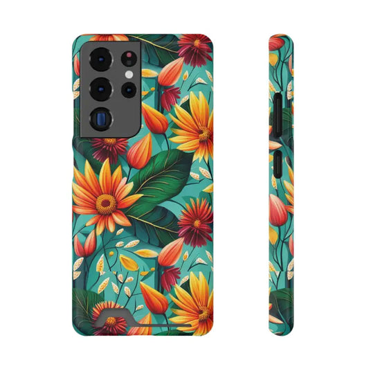 Blooming Brilliance: Vibrant Flower Phone Case With Card Slot