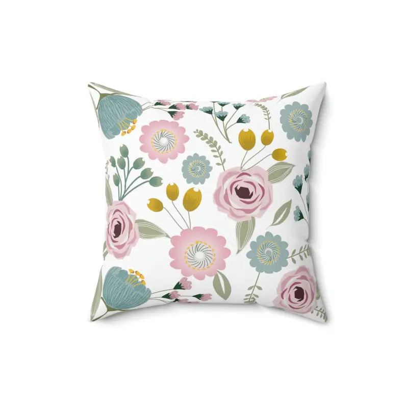 Spring Flowers Spun Polyester Square Pillow for Nature Lovers - 16’’ × Home Decor