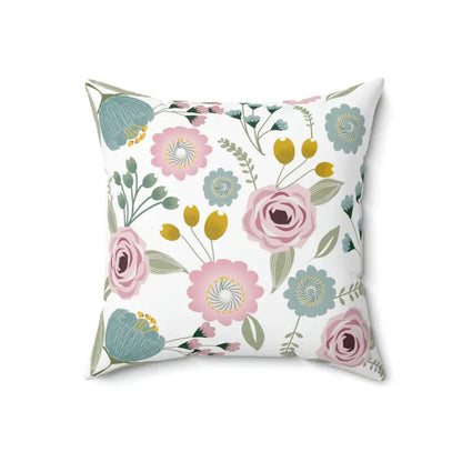 Spring Flowers Spun Polyester Square Pillow for Nature Lovers - 18’’ × Home Decor