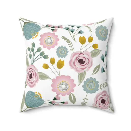 Spring Flowers Spun Polyester Square Pillow for Nature Lovers - 20’’ × Home Decor