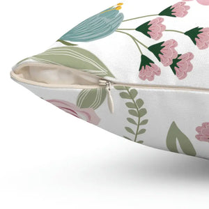 Spring Flowers Spun Polyester Square Pillow - Vibrant Decor - Dipaliz - Throw Pillows