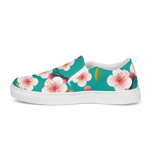 Women’s Slip on Canvas Shoes Flowers Blue Design - Dipaliz - Sneakers