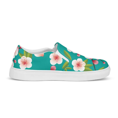 Bloominstylish Blue Floral Women’s Slip-on Canvas Shoes