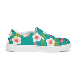 Women’s Slip on Canvas Shoes Flowers Blue Design - Dipaliz - Sneakers