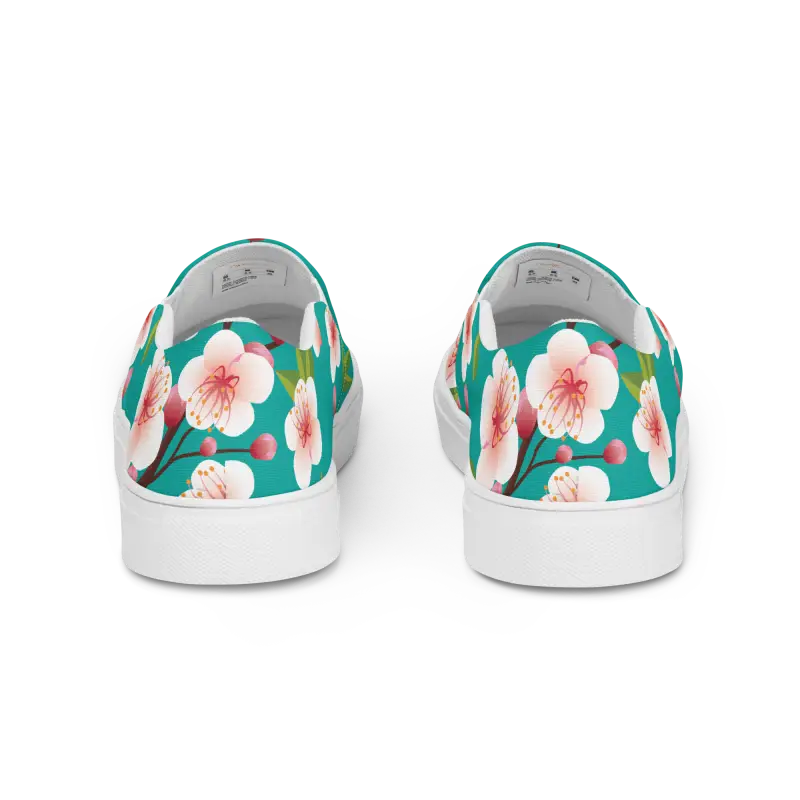 Bloominstylish Blue Floral Women’s Slip-on Canvas Shoes