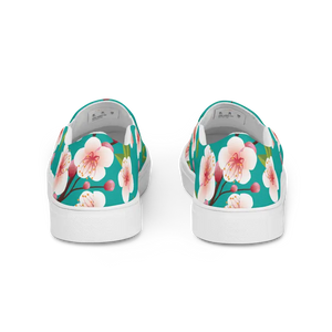 Women’s Slip on Canvas Shoes Flowers Blue Design - Dipaliz - Sneakers