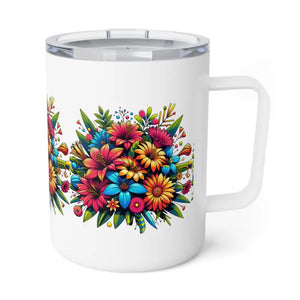 Blossom Bliss Insulated Coffee Mug - Bold Style - Dipaliz - 10oz / White - Mugs
