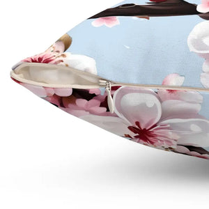 Cherry Blossom Floral Throw Pillow Spun Polyester Square - Dipaliz - Pillows