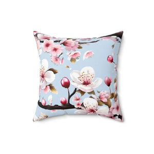 Cherry Blossom Floral Throw Pillow Spun Polyester Square - Dipaliz - Pillows