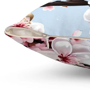 Cherry Blossom Floral Throw Pillow Spun Polyester Square - Dipaliz - Pillows