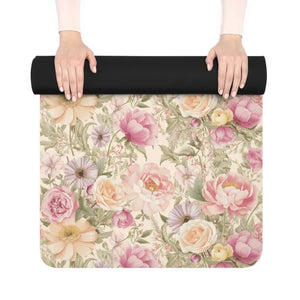 Pink Flowers Yoga Mat - Vibrant Energy Boosting Practice - Dipaliz - 24” x 68” - & Pilates Mats