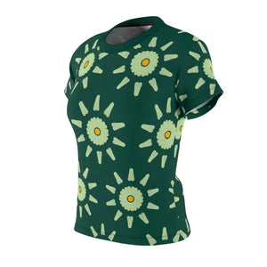 Green Women’s Floral Tee - Blossom Print Cut Sew Top - Dipaliz - T-shirts