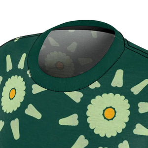 Green Women’s Floral Tee - Blossom Print Cut Sew Top - Dipaliz - T-shirts