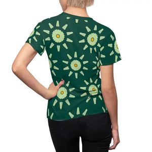 Green Women’s Floral Tee - Blossom Print Cut Sew Top - Dipaliz - T-shirts