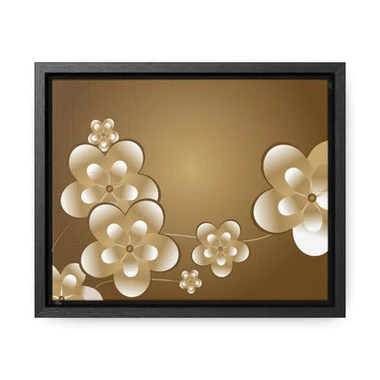 Blossom Brilliance Gallery Canvas: White Flowers on Brown Backdrop - 10″ x 8″ / Black / Premium Wraps (1.25″) Canvas