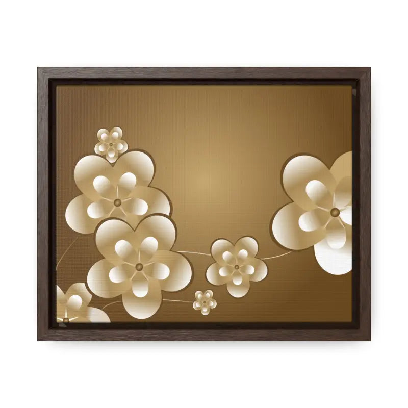 Blossom Brilliance Gallery Canvas: White Flowers on Brown Backdrop - 10″ x 8″ / Walnut / Premium Wraps (1.25″) Canvas