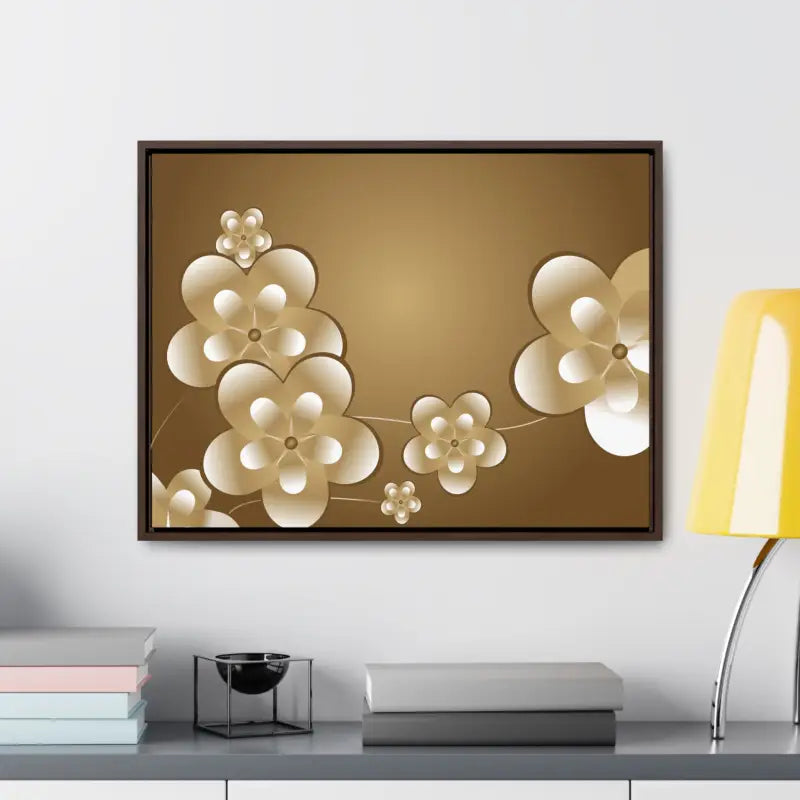 Blossom Brilliance Gallery Canvas: White Flowers on Brown Backdrop - Canvas