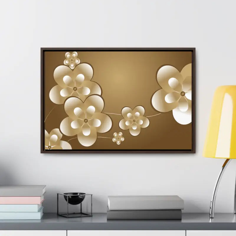 Blossom Brilliance Gallery Canvas: White Flowers on Brown Backdrop - Canvas