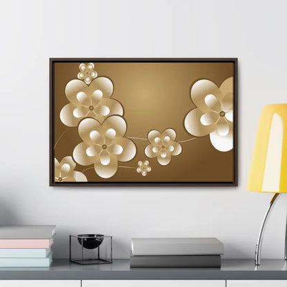 Blossom Brilliance Gallery Canvas: White Flowers on Brown Backdrop - Canvas