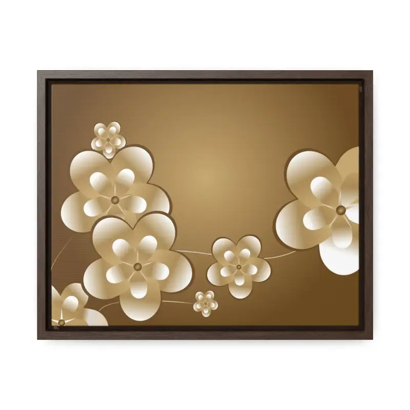 Blossom Brilliance Gallery Canvas: White Flowers on Brown Backdrop - 14″ x 11″ / Walnut / Premium Wraps (1.25″) Canvas