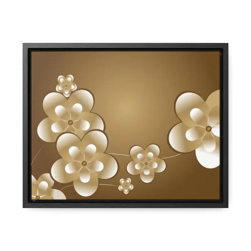 Blossom Brilliance Gallery Canvas: White Flowers on Brown Backdrop - 14″ x 11″ / Black / Premium Wraps (1.25″) Canvas