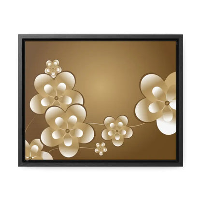 Blossom Brilliance Gallery Canvas: White Flowers on Brown Backdrop - 14″ x 11″ / Black / Premium Wraps (1.25″) Canvas