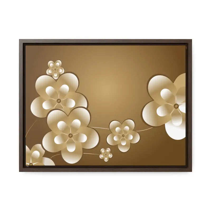 Blossom Brilliance Gallery Canvas: White Flowers on Brown Backdrop - 16″ x 12″ / Walnut / Premium Wraps (1.25″) Canvas