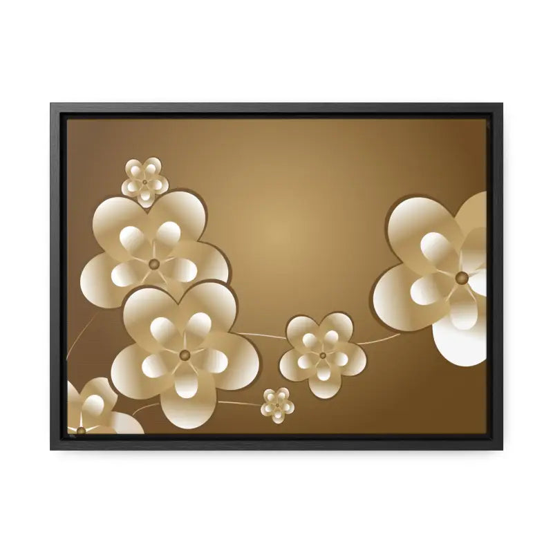 Blossom Brilliance Gallery Canvas: White Flowers on Brown Backdrop - 16″ x 12″ / Black / Premium Wraps (1.25″) Canvas