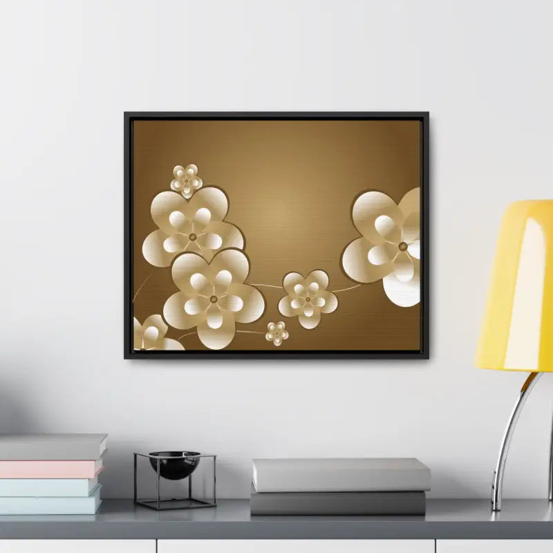 Blossom Brilliance Gallery Canvas: White Flowers on Brown Backdrop - Canvas