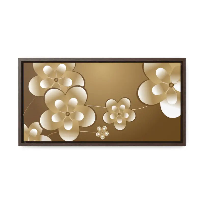 Blossom Brilliance Gallery Canvas: White Flowers on Brown Backdrop - 20″ x 10″ / Walnut / Premium Wraps (1.25″) Canvas