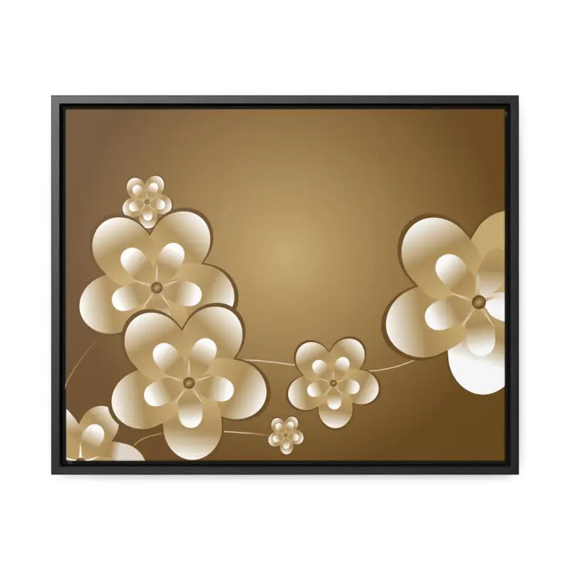 Blossom Brilliance Gallery Canvas: White Flowers on Brown Backdrop - 20″ x 16″ / Black / Premium Wraps (1.25″) Canvas