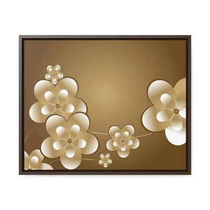 Blossom Brilliance Gallery Canvas: White Flowers on Brown Backdrop - 20″ x 16″ / Walnut / Premium Wraps (1.25″) Canvas