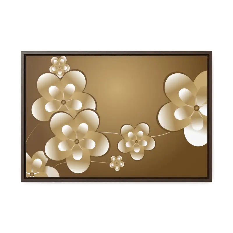 Blossom Brilliance Gallery Canvas: White Flowers on Brown Backdrop - 24″ x 16″ / Walnut / Premium Wraps (1.25″) Canvas