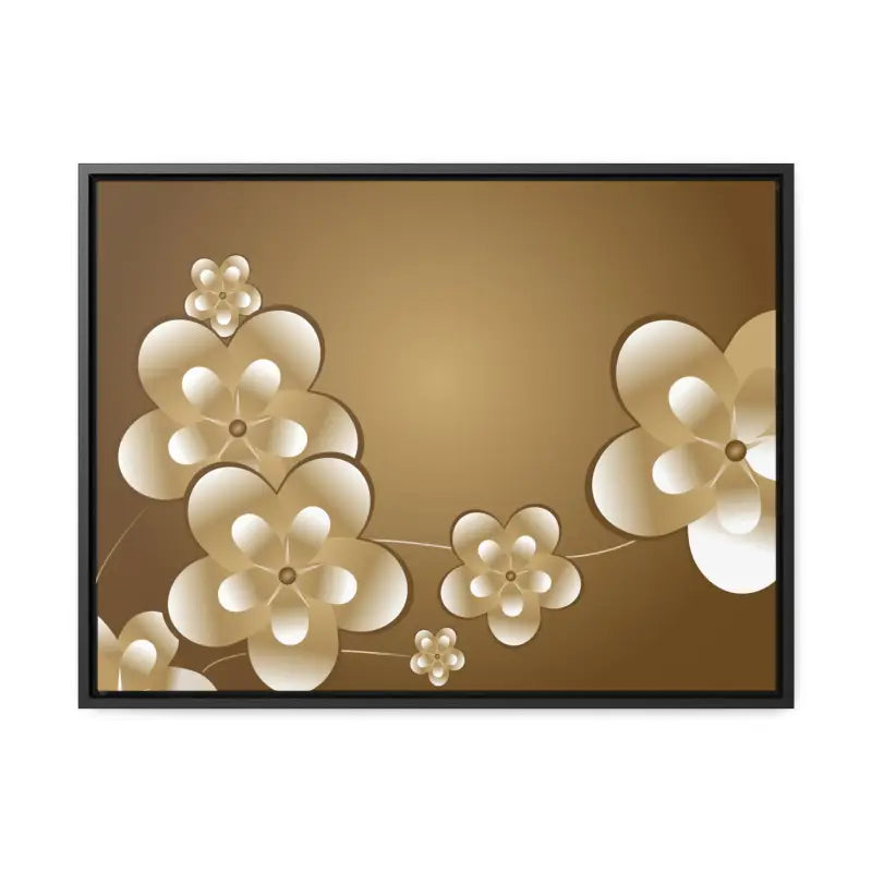 Blossom Brilliance Gallery Canvas: White Flowers on Brown Backdrop - 24″ x 18″ / Black / Premium Wraps (1.25″) Canvas