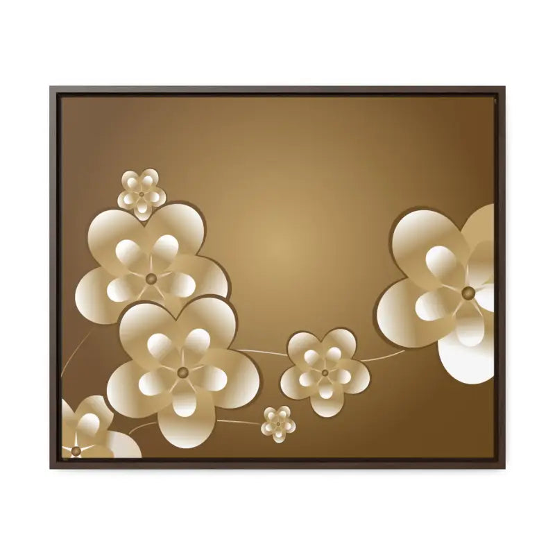 Blossom Brilliance Gallery Canvas: White Flowers on Brown Backdrop - 24″ x 20″ / Walnut / Premium Wraps (1.25″) Canvas