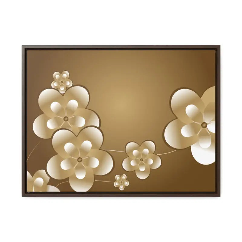 Blossom Brilliance Gallery Canvas: White Flowers on Brown Backdrop - 24″ x 18″ / Walnut / Premium Wraps (1.25″) Canvas