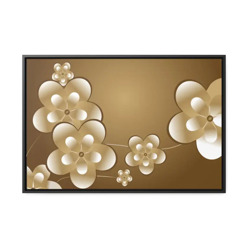 Blossom Brilliance Gallery Canvas: White Flowers on Brown Backdrop - 30″ x 20″ / Black / Premium Wraps (1.25″) Canvas