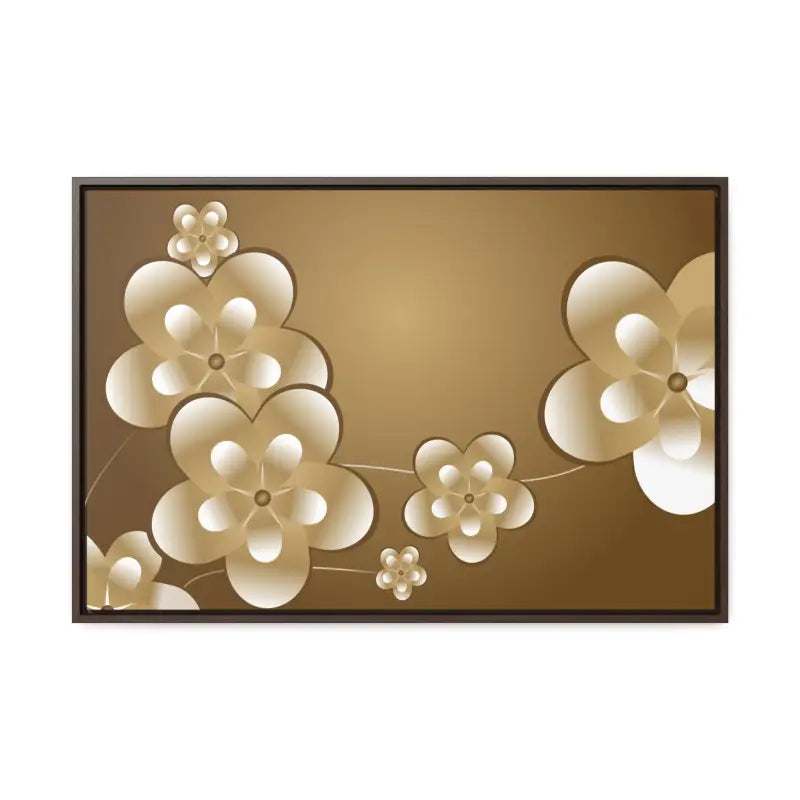 Blossom Brilliance Gallery Canvas: White Flowers on Brown Backdrop - 30″ x 20″ / Walnut / Premium Wraps (1.25″) Canvas