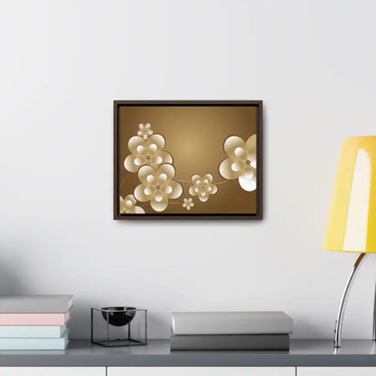 Blossom Brilliance Gallery Canvas: White Flowers on Brown Backdrop - Canvas