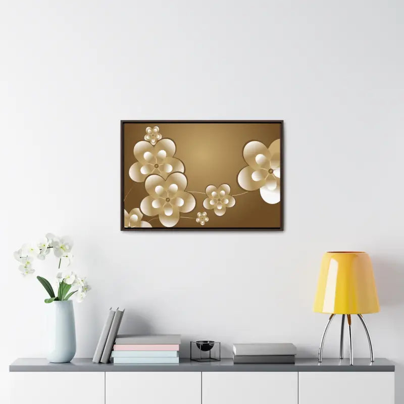 Blossom Brilliance Gallery Canvas: White Flowers on Brown Backdrop - Canvas