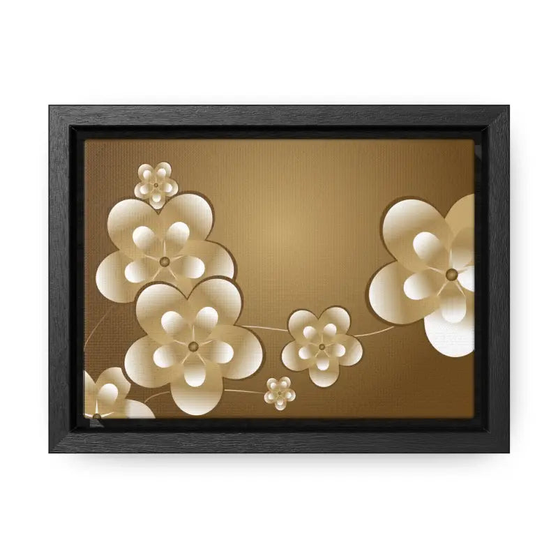 Blossom Brilliance Gallery Canvas: White Flowers on Brown Backdrop - 7″ x 5″ / Black / Premium Wraps (1.25″) Canvas