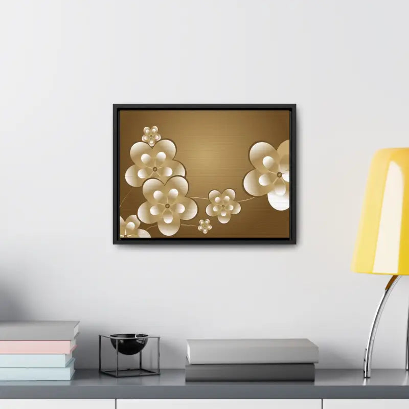 Blossom Brilliance Gallery Canvas: White Flowers on Brown Backdrop - Canvas