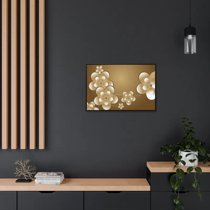 Blossom Brilliance Gallery Canvas: White Flowers on Brown Backdrop - Canvas