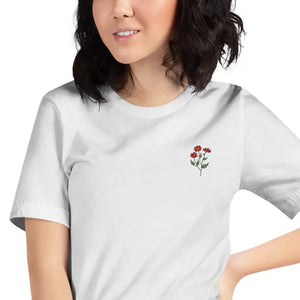 Flower Embroidered Unisex t Shirt Cotton Tee - Dipaliz - T-shirts
