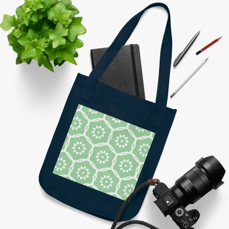 Eco-chic Floral Tote: Elegance Meets Sustainability - one Size / Navy Bags