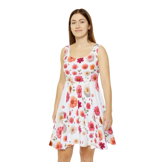 Bloom in Style: Women’s Skater Dress with Large Flowers - s All Over Prints