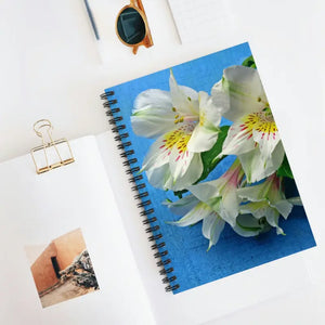 White Flowers Spiral Notebook Ruled Line - Dipaliz - one Size - Notebooks & Notepads
