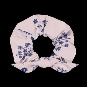 Pink Recycled Scrunchie with Flower Drawings Hair Accessory - Dipaliz - Ponytail Holders