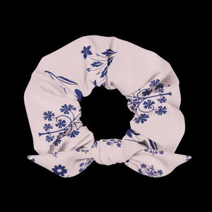 Pink Recycled Scrunchie with Flower Drawings Hair Accessory - Dipaliz - Ponytail Holders