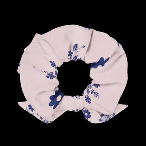 Pink Recycled Scrunchie with Flower Drawings Hair Accessory - Dipaliz - Ponytail Holders